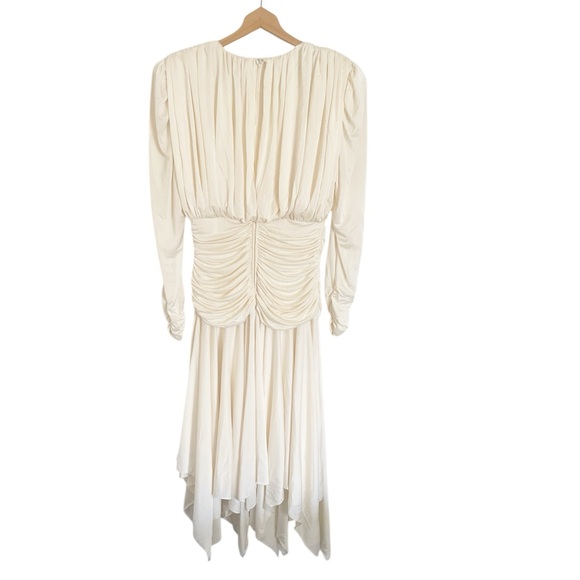 Vintage Filigree Ivory White Ruched Drape Glam Rock Dynasty Dress size 14 - Picture 2 of 8
